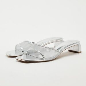 ZARA METALLIC MESH HEELED SLIDES